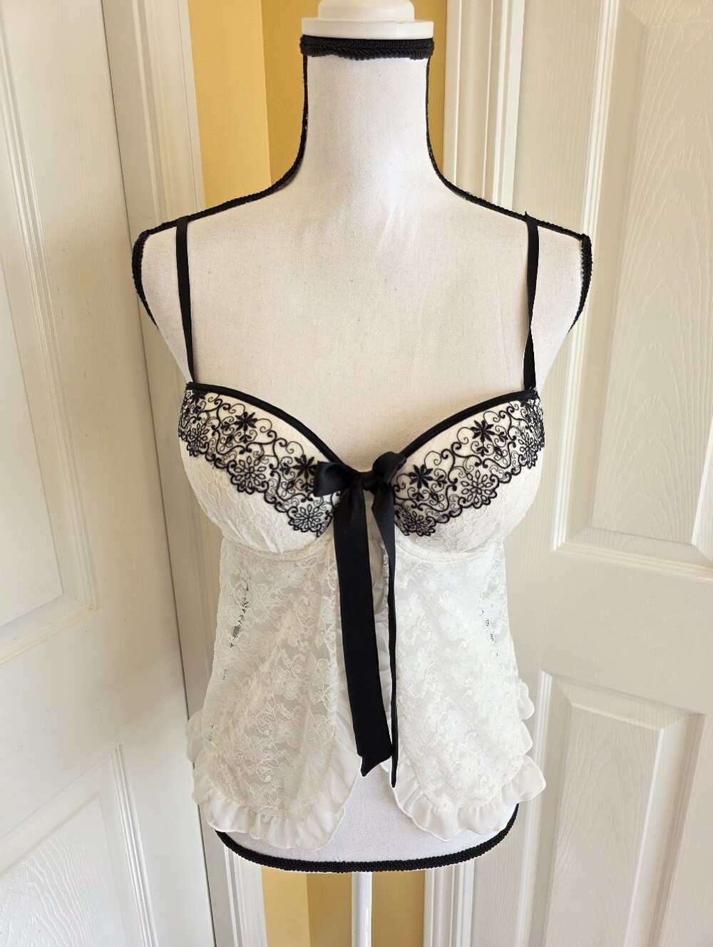 LINEA DONTELLA WHITE CORSET BABYDOLL, SIZE L